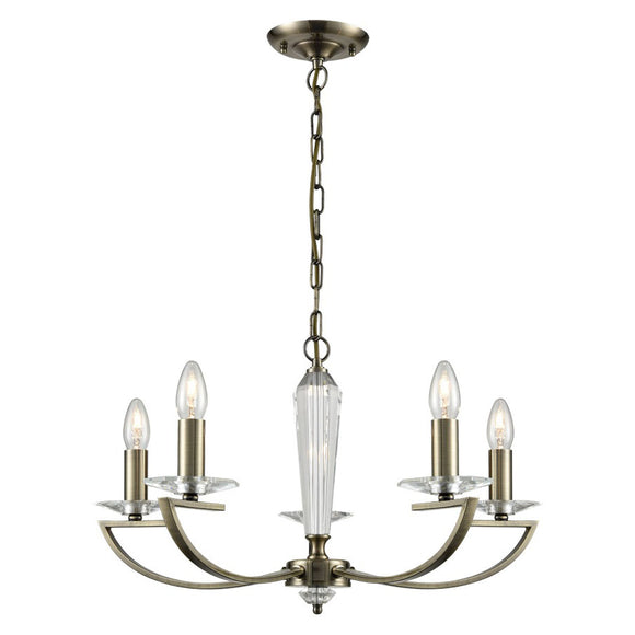 5 Light Chandelier in Bronze Finish with a Crystal Glass Column and Sconces (0194ARTFL22425)