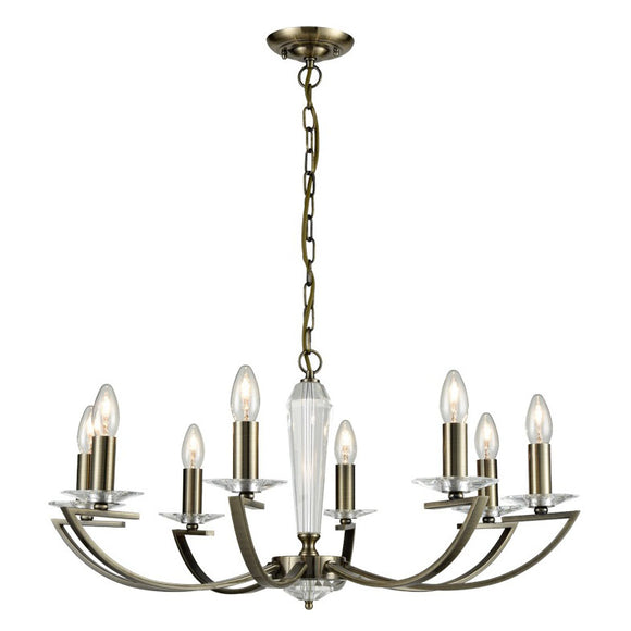 8 Light Chandelier in Bronze Finish with a Crystal Glass Column and Sconces (0194ARTFL22428)