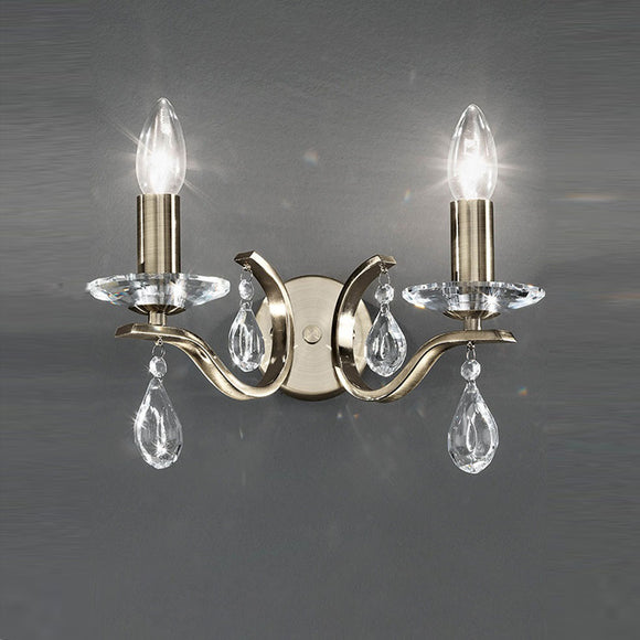 2 light wall light in Bronze with crystal glass droplets (0194WILFL22992)