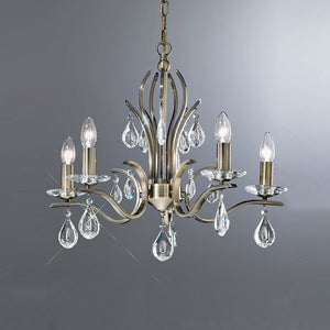 5 light chandelier in Bronze with crystal glass droplets (0194WILFL22995)