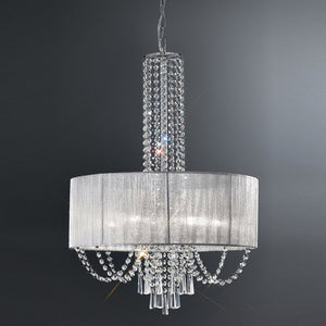 6 Light Chandelier in Chrome Finish with a drape of Crystals (0194EMP23046)