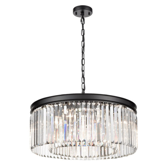 8 Light Chandelier in Matt Black and crystals 60cm diameter  (0194PERDB8)