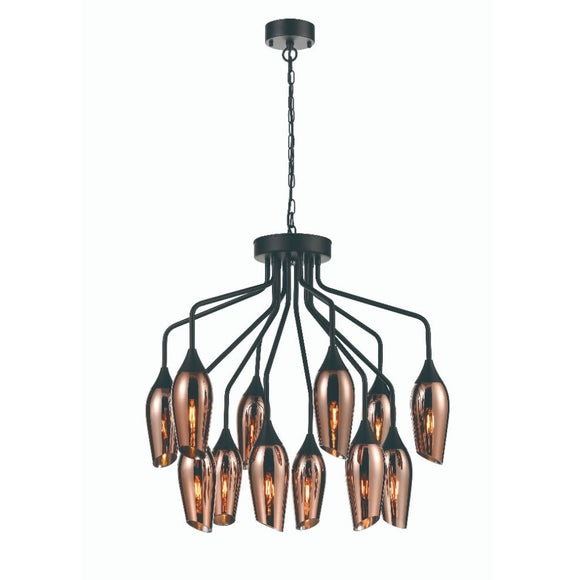 12 Light Copper glass chandelier (0194TAPFL242012347)