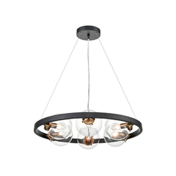 6 light round pendant in Antique Gold and Matt Black (0194ROU6)