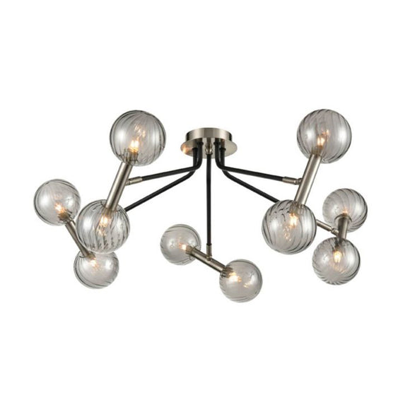 10 Light Semi-Flush in Black and Satin Nickel Finish (0194ATM243610)