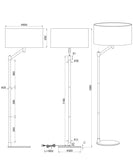 Floor Lamp in Matt Black Metal with White Fabric Shade (1542CAS4144)