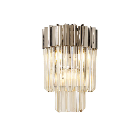 3 Light Wall Light in Polished Nickel finish with Clear Sculpted Glass (1230GEN41A)