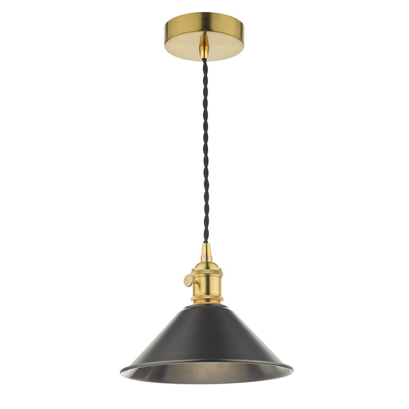 1 Light Pendant Natural Brass with Antique Pewter Shade (0183HAD014002)
