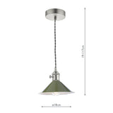 1 Light Pendant Antique Chrome with Olive Green Shade (0183HAD016107)