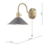 Wall Light Brass with Antique Pewter Shade (0183HAD074002)