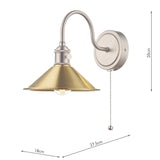 Wall Light Antique Chrome with Aged Brass Shade (0183HAD076101)