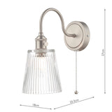 Wall Light Antique Chrome with Clear Ribbed Glass Shade (0183HAD076105)