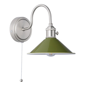 Wall Light Antique Chrome with Olive Green Shade (0183HAD076107)