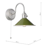 Wall Light Antique Chrome with Olive Green Shade (0183HAD076107)