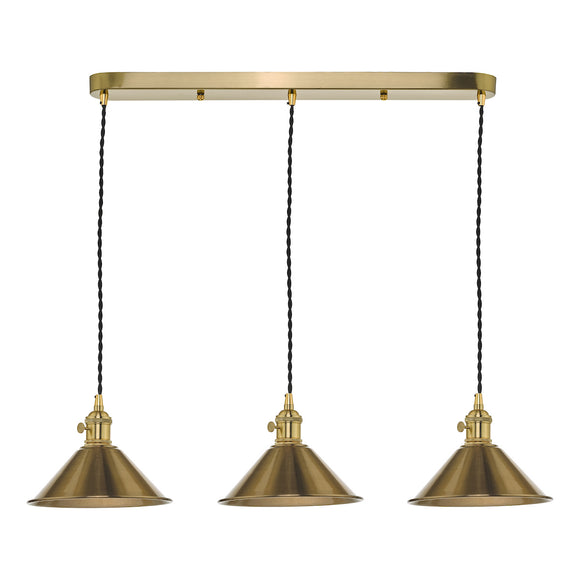 3 Light Brass Suspension with Aged Brass Shades (0183HAD364001)