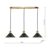 3 Light Brass Suspension with Antique Pewter Shades (0183HAD364002)
