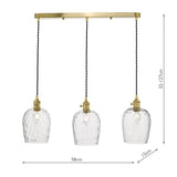 3 Light Brass Suspension with Dimpled Glass Shades (0183HAD364003)