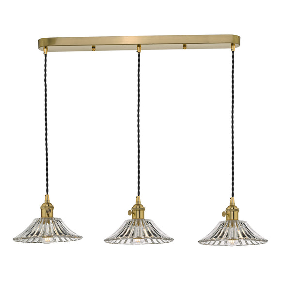 3 Light Brass Suspension with Flared Glass Shades (0183HAD364004)