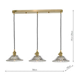 3 Light Brass Suspension with Flared Glass Shades (0183HAD364004)