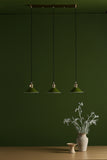 3 Light Brass Suspension with Olive Green Shades (0183HAD364007)