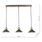 3 Light Brass Suspension with Olive Green Shades (0183HAD364007)