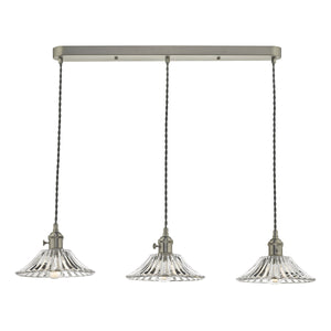 3 Light Antique Chrome Suspension with Flared Glass Shades (0183HAD366104)