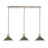 3 Light Antique Chrome Suspension with Olive Green Shades (0183HAD366107)
