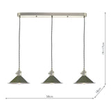 3 Light Antique Chrome Suspension with Olive Green Shades (0183HAD366107)