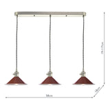 3 Light Antique Chrome Suspension with Umber Shades (0183HAD366108)