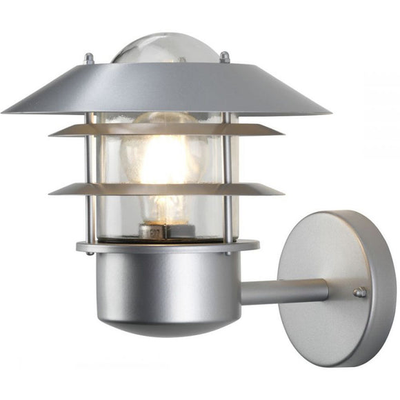 1 Light Outdoor Wall Lantern Upward - Silver finish - IP44 (0178HELWBSS)