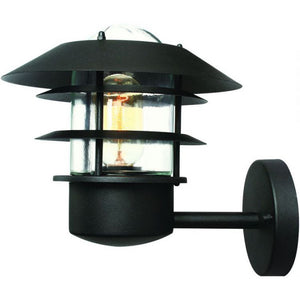 1 Light Outdoor Wall Lantern Upward - Black finish - IP44 (0178HELWBBK)