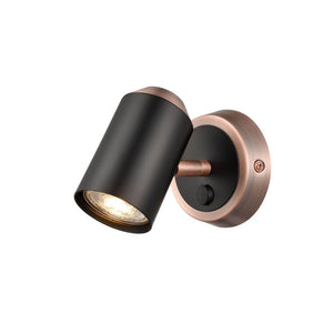 1 switched wall mounted spotlight matt black / brushed copper (0194HOLSPOT9061)