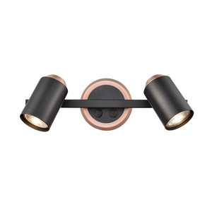 2 switched wall mounted spotlight matt black / brushed copper (0194HOLSPOT9062)