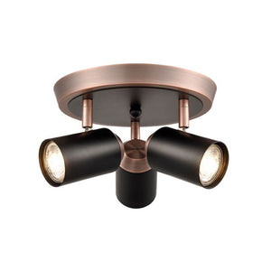3 light round spotlight matt black / brushed copper (0194HOLSPOT9063)