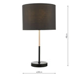 1 Light table lamp Black and copper complete with black shade (0183KEL4264)