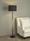 1 Light floor lamp Black and copper complete with black shade (0183KEL4964)