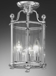 3 Light Semi Flush Indoor Lantern Polished Chrome and Clear Glass (0183PASLA70003)