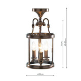 3 Light Circular Dual Mount Indoor Lantern in Antique Brass (0183LAM0375)