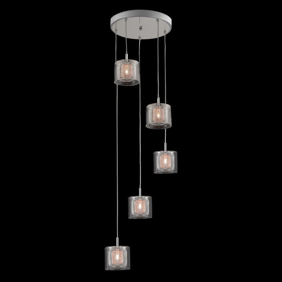 5 light spreader pendant Glass Copper Mesh in Chrome (0268LAU05SPREADER)
