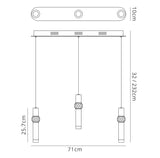 3 Light Linear Pendant, 3 x 5W LED, Polished Chrome - 3yrs Warranty (1230LIA89A)