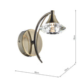 Switched Single Wall Bracket Antique Brass Crystal (0183LUT0775)