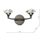 Switched Double Wall Bracket Black Chrome Crystal (0183LUT0967)