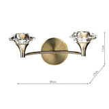 Switched Double Wall Bracket Antique Brass Crystal (0183LUT0975)