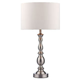 1 Light table lamp Satin Silver complete with White Shade (0183MAD4246)