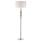 1 Light Floor lamp Satin Silver complete with White Shade (0183MAD4946)