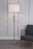 1 Light Floor lamp Satin Silver complete with White Shade (0183MAD4946)