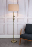1 Light Floor lamp Antique Brass complete with Beige Shade (0183MAD4975)