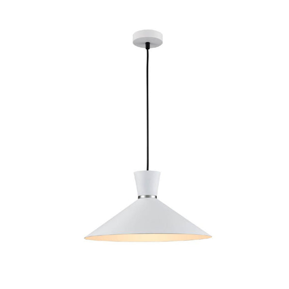 1 Light Large (400mm) Pendant - Satin White with chrome accent  (0194HAPPCH213)
