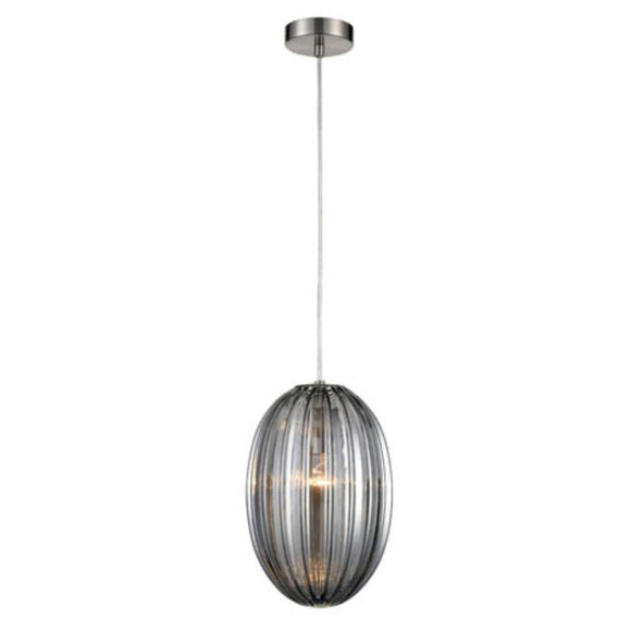 1 Light Pendant in Satin Nickel and Smoked Glass  (0194ALMPCH224)