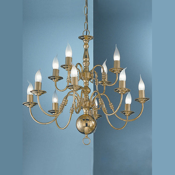 Impressive 12 light chandelier in Polished Brass (0194DEL122TIER)